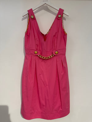 Dolce 
Gabbana Pink Mini Dress with Chain and Pocket Detail IT 42 (UK 10)