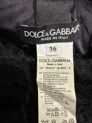 Dolce 
Gabbana Black Lace Mini Dress IT 36 (UK 4)