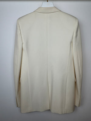 Saint Laurent Cream Suit Jacket and Trouser Set With Silk Lapel Detail Size FR 36 (UK 8)