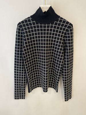 Hermès Black and White Checkered High Neck Jumper Size FR 34 (UK 6)