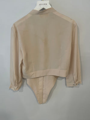 Like Yana Blush Pink Silk Long Sleeve Cardi Top Size S (UK 8)