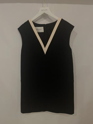 Valentino Black Sleeveless Mini Dress with White Collar Detail Size IT 40 (UK 8)