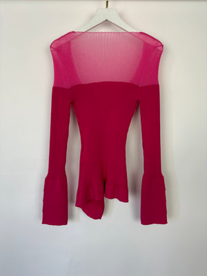 Jacquemus Hot Pink Asymmetric Ribbed Cardigan FR 38 (UK 10)