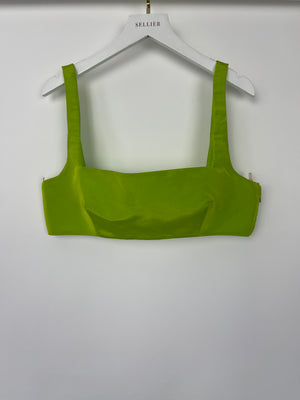 Valentino Lime Green Cropped Satin Sleeveless Top IT 42 (UK 10)