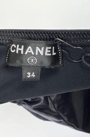 Chanel 21M Black Swim Top with Crystal CC Pearl Detail Size FR 34 (UK 6)