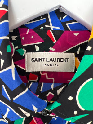 Saint Laurent Multicolour 80
s Abstract Printed Long-sleeve Silk Shirt Size FR 34 (UK 6)