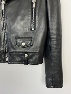 Saint Laurent Black Leather Biker Jacket Size FR 36 (UK 4)