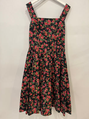 Dolce 
Gabbana Black Cotton Rose Printed Midi Sleeveless Dress Size IT 42 (UK 10)