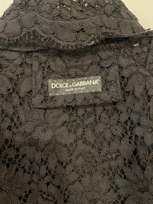 Dolce 
Gabbana Black Crochet Maxi Coat with Belt Size IT 38 (UK 6)