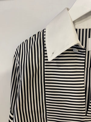 Burberry Black and White Striped Shirt with Pocket Detail IT 38 (UK 6)