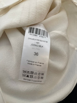 Chloé White Silk Cardigan Top with Embroideries and Silver Buttons Size FR 36 (UK 8)