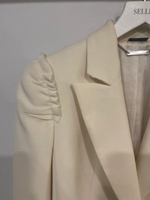 Alexander McQueen Cream Wool Blazer Jacket with Ruffle Details Size IT 40 (UK 8)