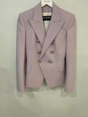 Balmain Lilac Wool Blazer Jacket with Silver Buttons Size FR 34 (UK 6)