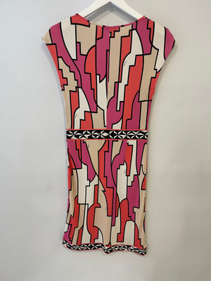 Emilio Pucci Pink 
White Patterned Midi Dress Size IT 38 (UK 6)