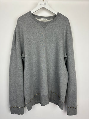 Valentino Untitled Grey Rockstud Sweater with Rockstud Details Size L (UK 10)