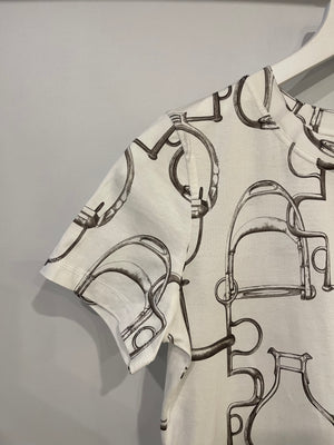 Hermès White Saddle Printed T-Shirt Size FR 38 (UK 10)