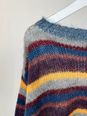 Prada Grey Striped Mohair Jumper Cable Knit Jumper IT 52 (UK XL)