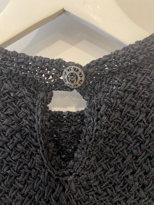 Chanel Black Crochet Sleeveless Mini Dress Size FR 36 (UK 8)