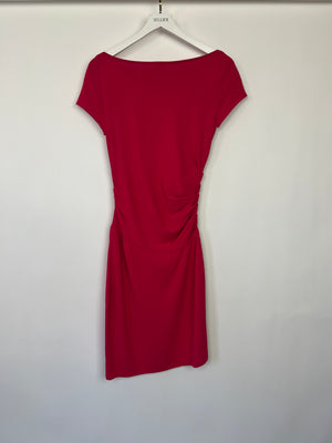 Chanel Hot Pink Short Sleeve Dress with Draped Side Detail Size FR 38 (UK 10)