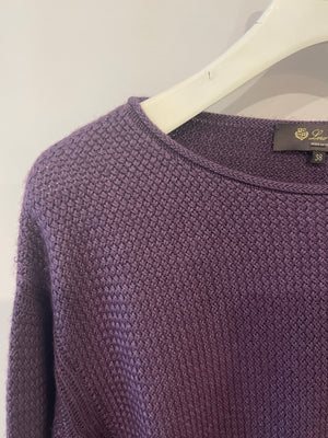 Loro Piana Purple Cashmere Jumper with Silver Logo Detail Size IT 38 (UK 6)