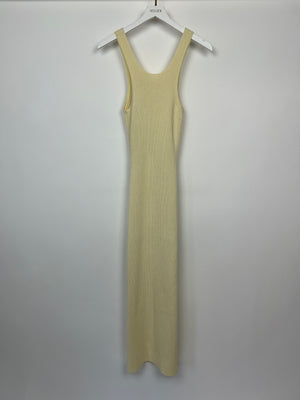 Toteme Cream Ribbed Knit Sleeveless Dress with Split Skirt Size S (UK 8)