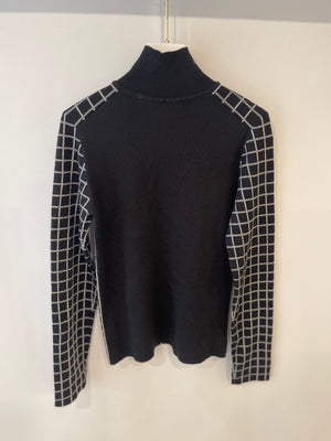 Hermès Black and White Checkered High Neck Jumper Size FR 34 (UK 6)