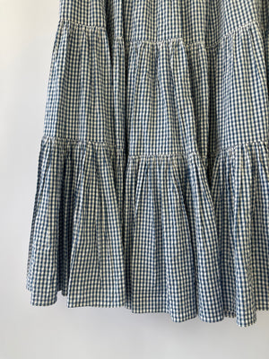 Caroline Constas Blue 
White Gingham Maxi Skirt and Cropped Top Size S (UK 8)