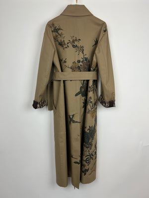 Christian Dior Beige AW22 Trench Coat with Dior Oblique Lining and Cuff Details with Garden Print Details FR 34 (UK 6)