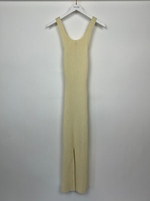 Toteme Cream Ribbed Knit Sleeveless Dress with Split Skirt Size S (UK 8)