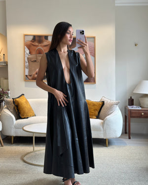 Louis Vuitton Black Leather Maxi Dress Size FR 36 (UK 8)