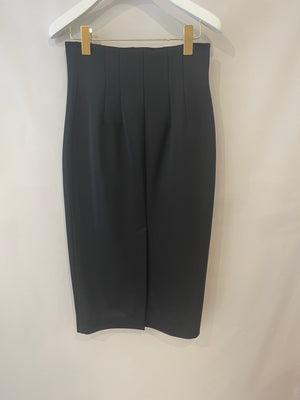 Fendi Black Tube Tailored Midi Skirt with Logo Detail Size IT 42 (UK 10)