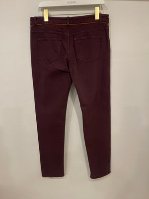 Loro Piana Burgundy Straight Leg Trousers with Orange Seam Detail Size IT 46 (UK 14) RRP £1,250