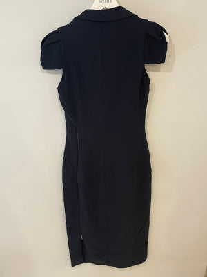 Antonio Berardi Black Short Sleeve Midi Dress with Zip Detail Size IT 42 (UK 10)