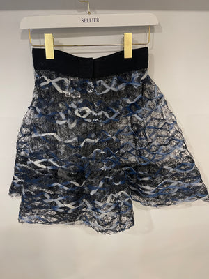 Chanel 18S Black, White and Blue Fishnet Mini Skirt and Jacket Set Size FR 34 (UK 6) RRP £6,850