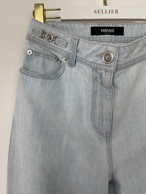 Versace Light Blue Denim Medusa 
95 Jeans with Silver Logo Detail IT 25 (UK 6) RRP £830