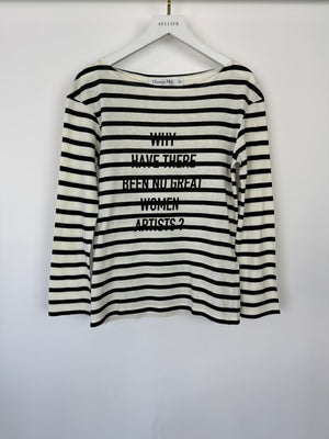 Christian Dior Navy 
White Striped Long Sleeve Top Size XS (UK 6)