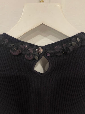 Chanel Purple Cashmere Silk Blend Sleeveless Top with Stone-Embellished Collar Size FR 40 (UK 12)