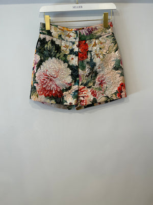 Dolce 
Gabbana Multicolour Floral Metallic High-Waisted Shorts Size IT 40 (UK 8)