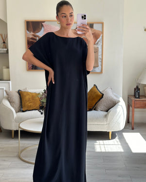 The Row Navy Round-Neck Maxi Dress with Split Detail Size L (UK 12/14)