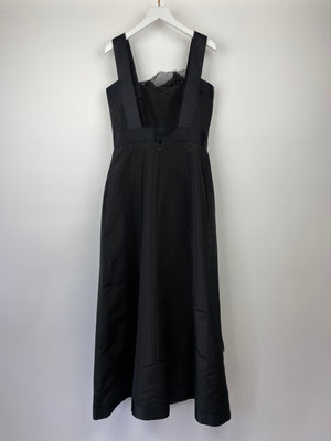 Chanel Black Silk Gown With Lace Overlay and Silver CC Heart Detail Size FR 38 (UK 10)