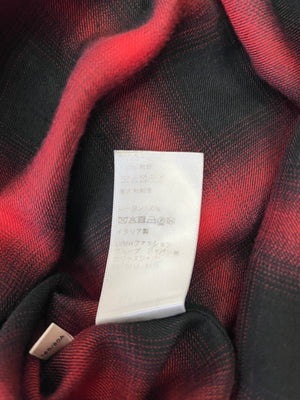 Celine Red and Black Flannel Button Down Long Sleeve Shirt Size 37 (UK 8)