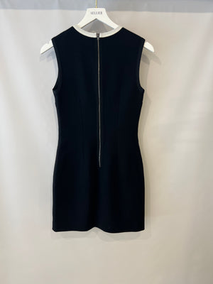 Fendi Black Wool Sleeveless Mini Dress with Pink Stripe Detail Size IT 38 (UK 6)