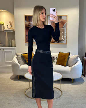 Dolce 
Gabbana Black Wool Pencil Skirt with Logo Details Size IT 40 (UK 8) RRP £950