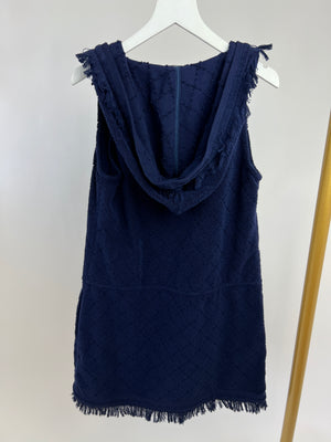 *FIRE PRICE* Chanel Navy Sleeveless Towel Beach Dress with Hood Size FR 36 (UK 8)