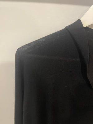 Hermès Black Wool Long-Sleeve Jumper with Silk Collar Detailing Size FR 38 (UK 10)