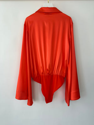 Retrofete Coral Long Sleeve Bodysuit with Button Detail Size XS (UK 6)