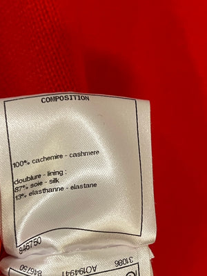 *HOT* Chanel Red Cashmere Jumper with Pearl Crystal Embellished Logo Size FR 40 (UK 12)