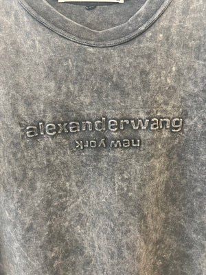 Alexander Wang Dark Grey Oversized T-shirt with Logo Size S (UK 8)