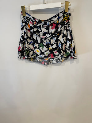 Chanel Black, White Tank Top and Mini Skirt Set with Multicolour Animal Print and Logo Details Size FR 38 (UK 10)