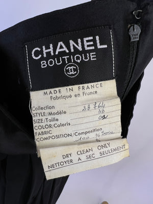 Chanel Vintage Black Pleated Mesh Skirt and Velvet Jacket Set Size FR 38 (UK 10)